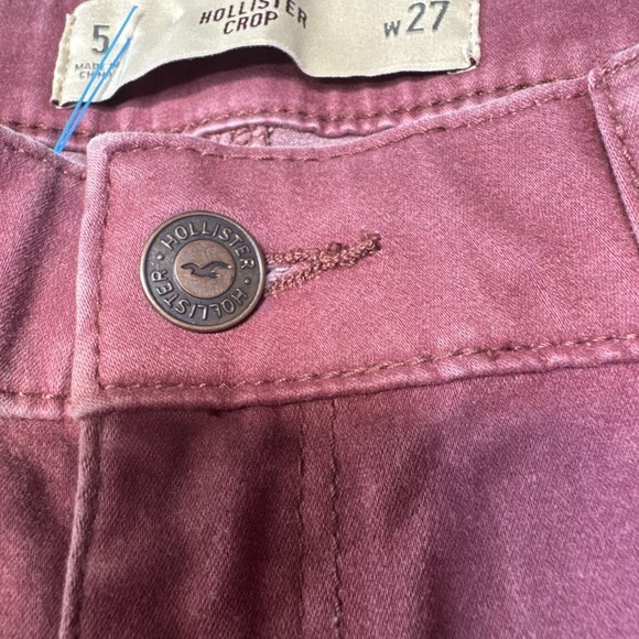 Hollister Crop Womens Burgundy Skinny Pants W27 Size 5 Stretch Cotton Blend With - Picture 3 of 7